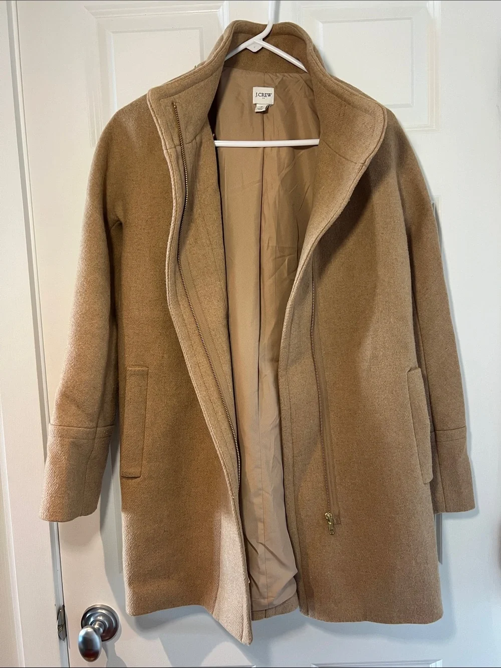 J. Crew Women's Camel Stand Collar Wool-Blend Cocoon Coat - Picture 4 of 4
